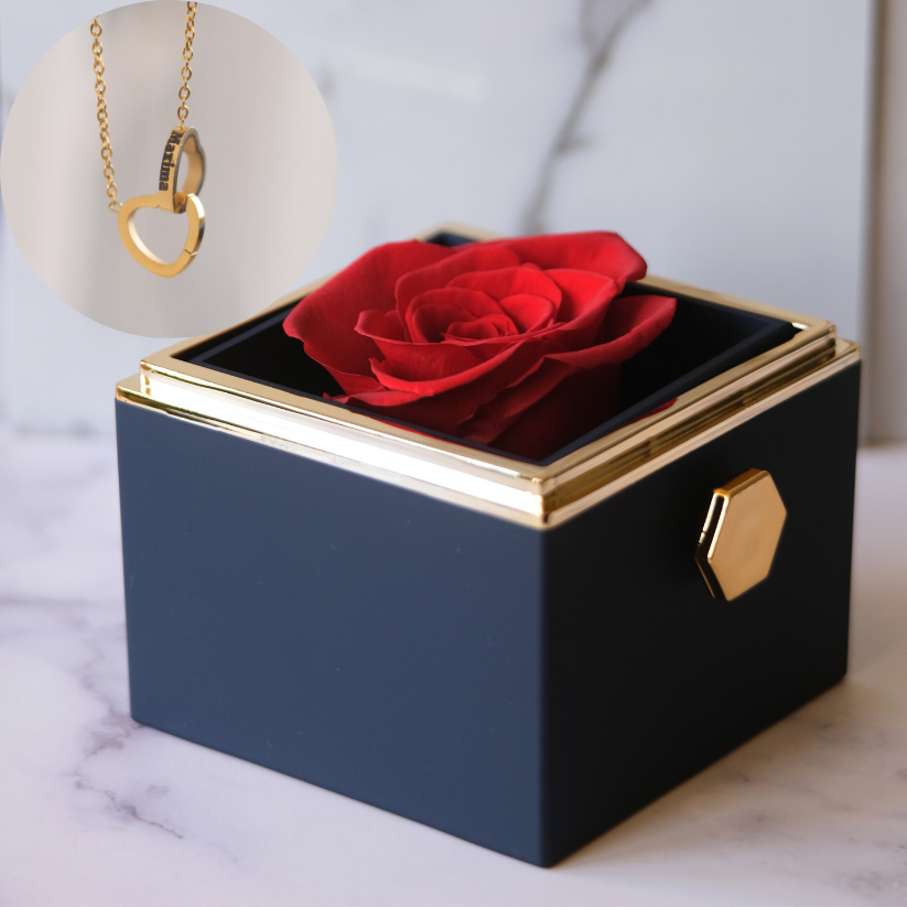 Eternal Rose Box - Personalized Necklace & Real Rose
