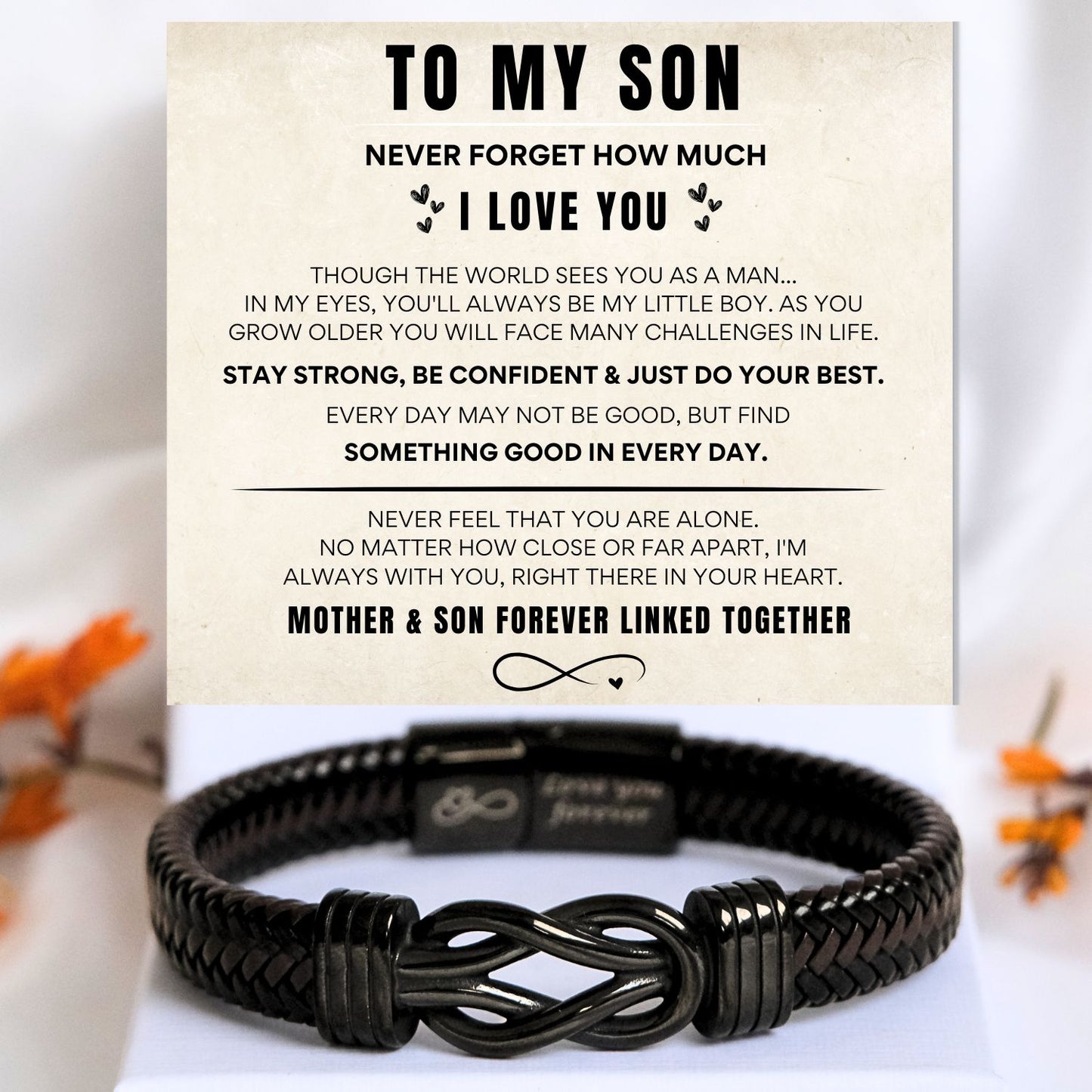 To my Son - Black Infinity Bracelet - TN113
