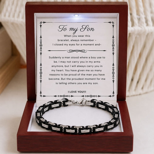 To my Son - Black Chain Bracelet