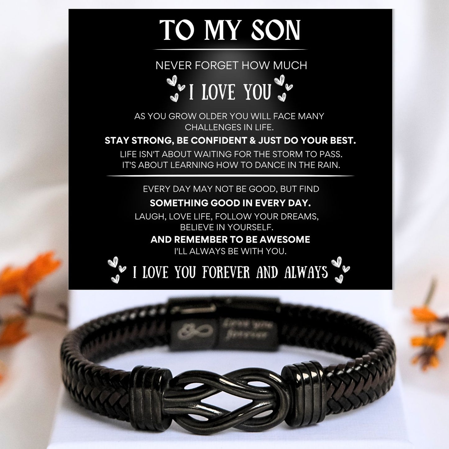 To my Son - Black Infinity Bracelet - TN111