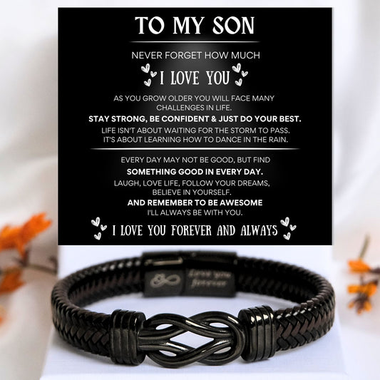 To my Son -  Black Infinity Bracelet - TN111