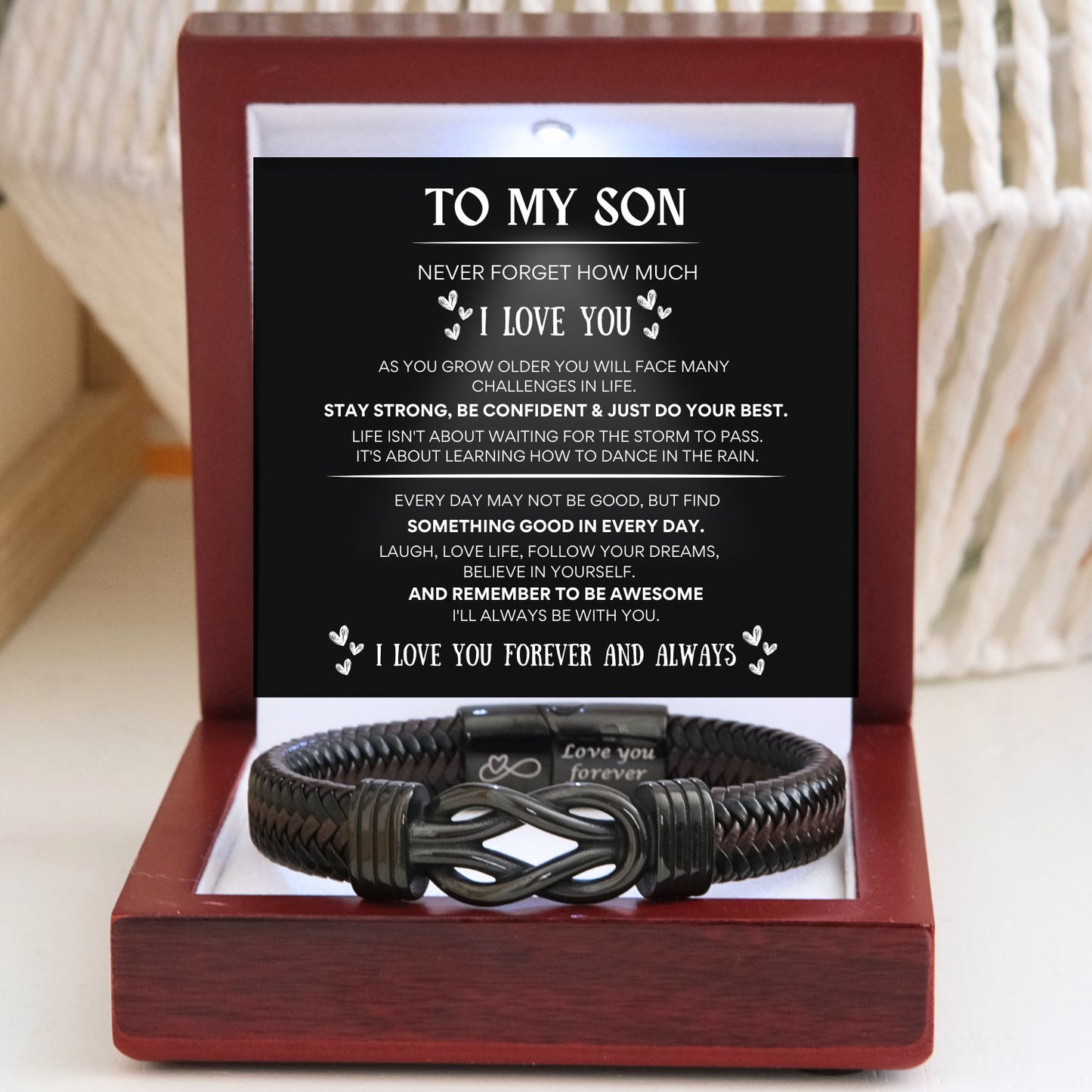 To my Son - Black Infinity Bracelet - TN111