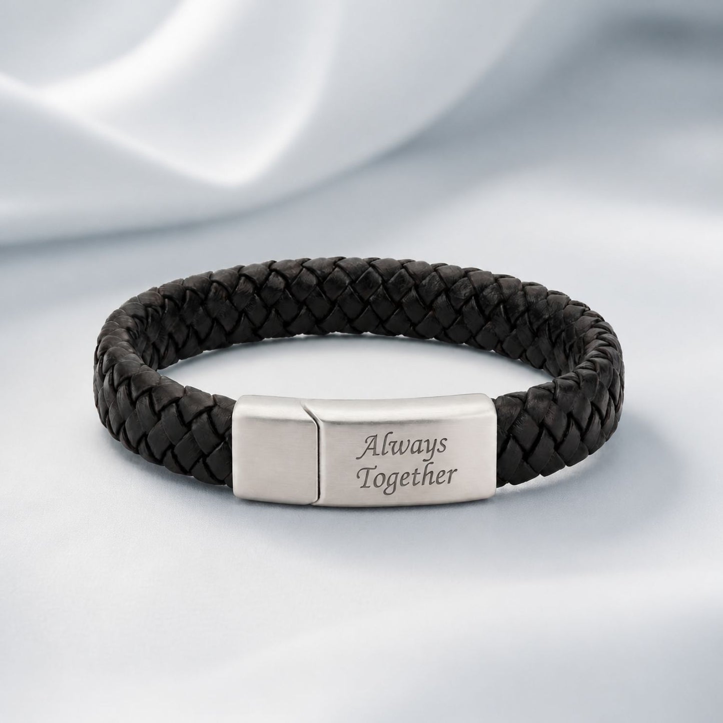 To My Dad - Engraved Braided Leather Bracelet
