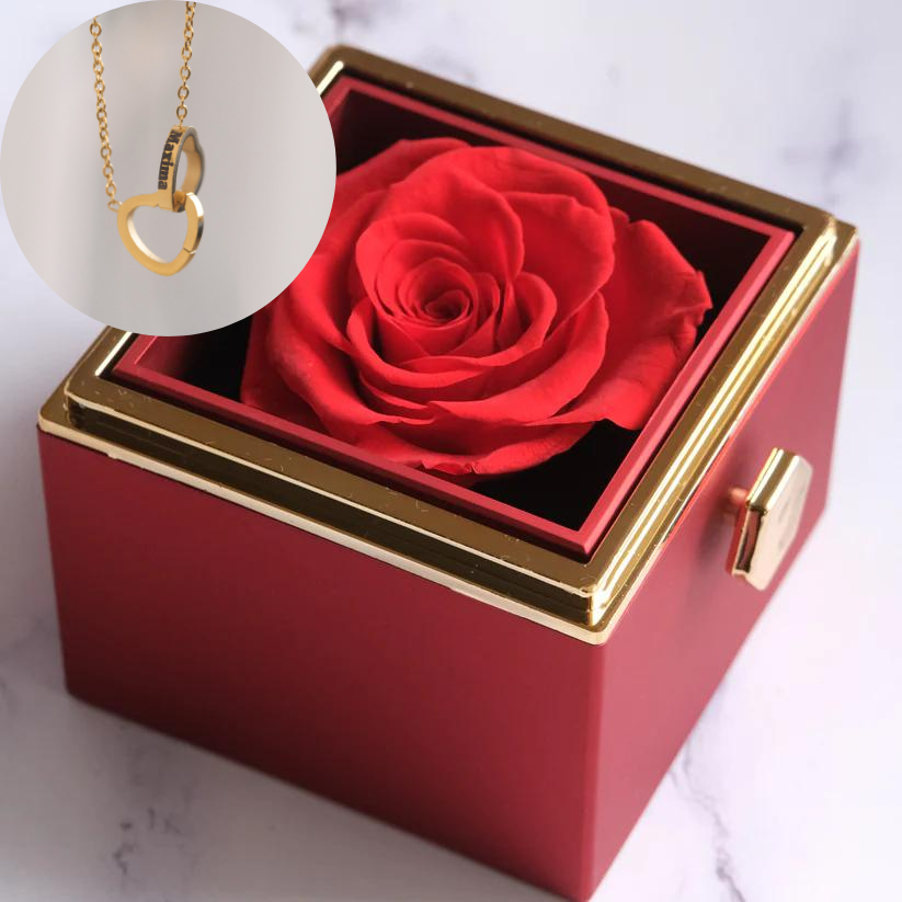 Eternal Rose Box - Personalized Necklace & Real Rose