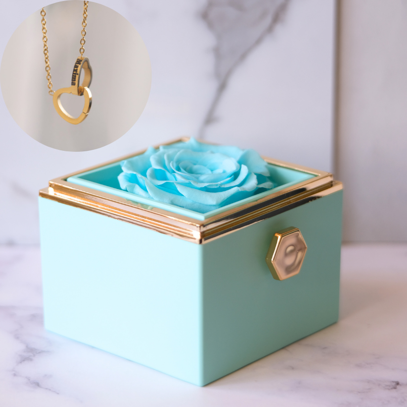 Eternal Rose Box - Personalized Necklace & Real Rose