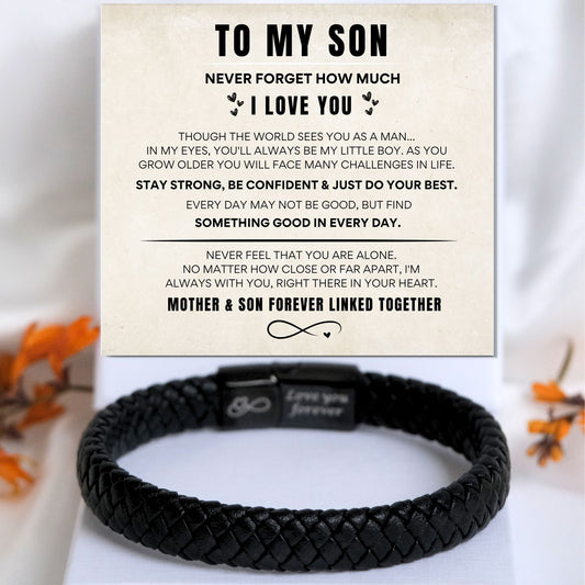 To my Son Black Braided Bracelet TN113