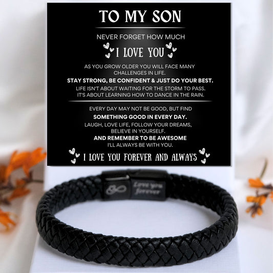 To my Son Black Braided Bracelet TN111