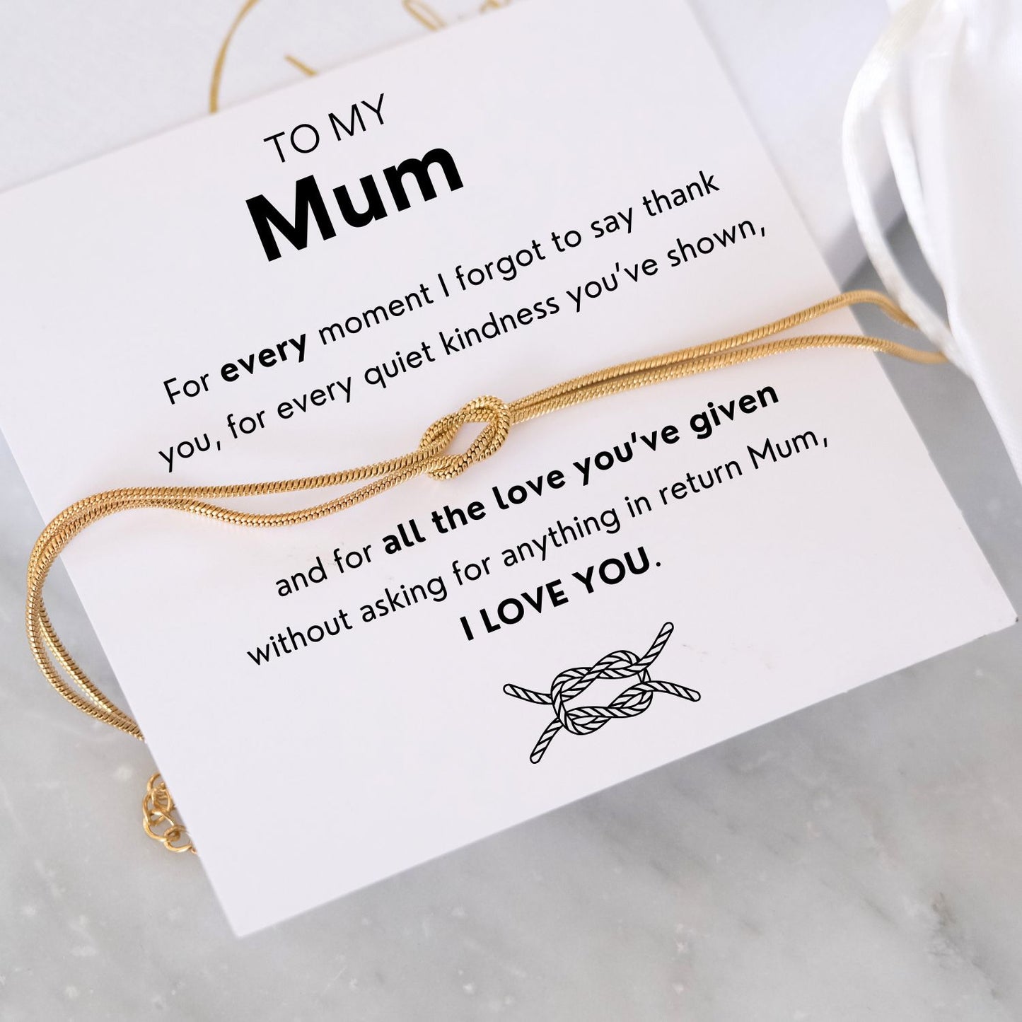 To my Mum Bracelet - Love Knot Bracelet - Mother's Day gift