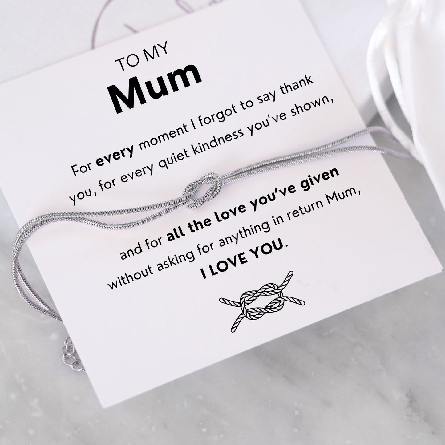 To my Mum Bracelet - Love Knot Bracelet - Mother's Day gift