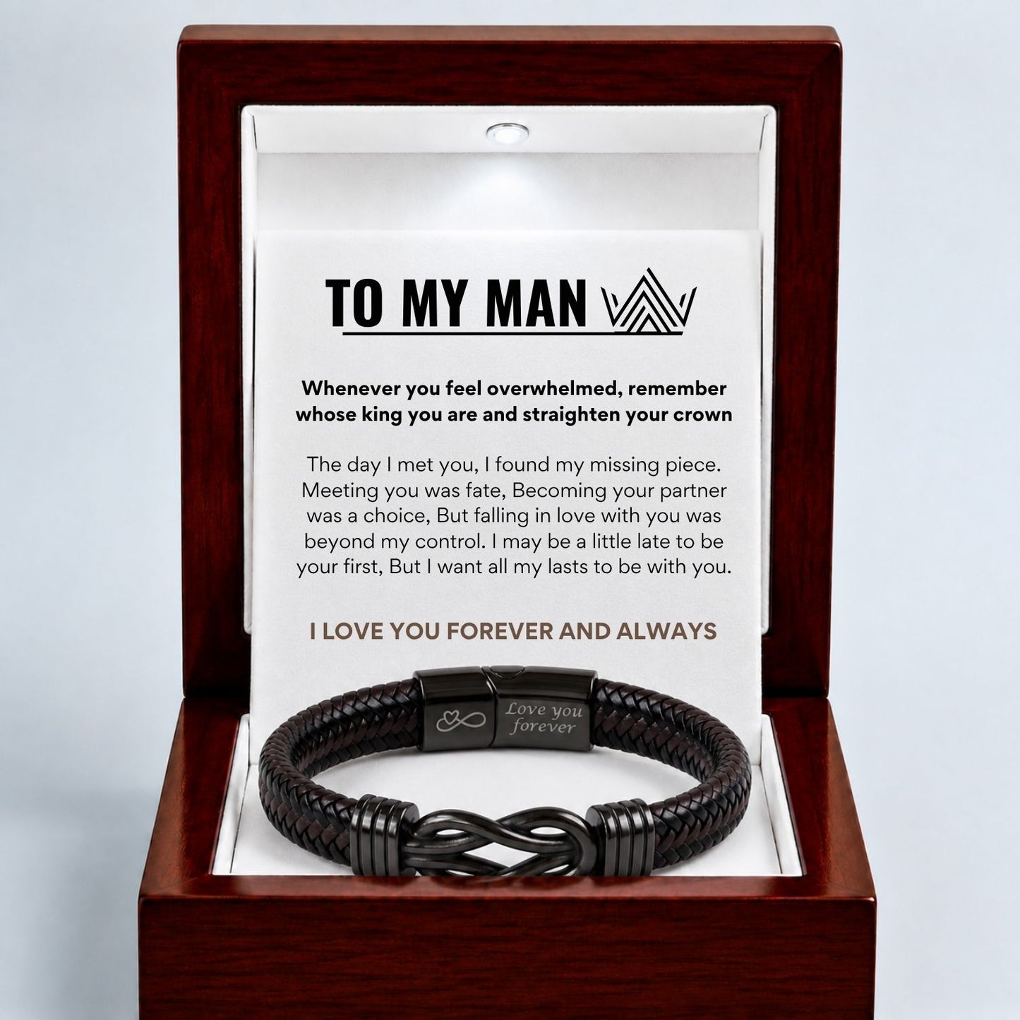 To my Man Black Infinity Bracelet
