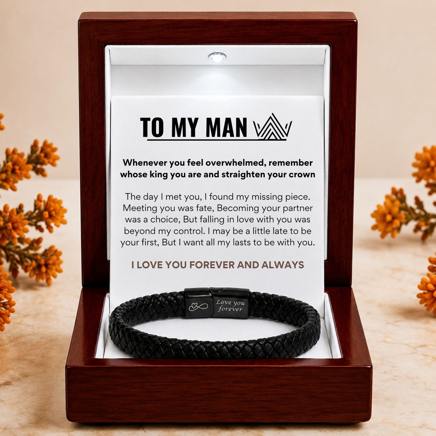 To my Man Black Braided Bracelet