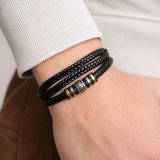 To my son - Black Braided Bead Bracelet