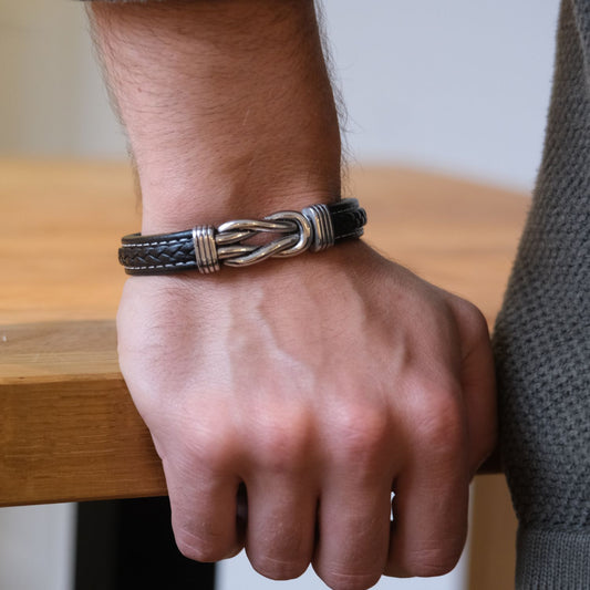 Grandmother and Grandson Forever Linked Together - Braided Leather Bracelet
