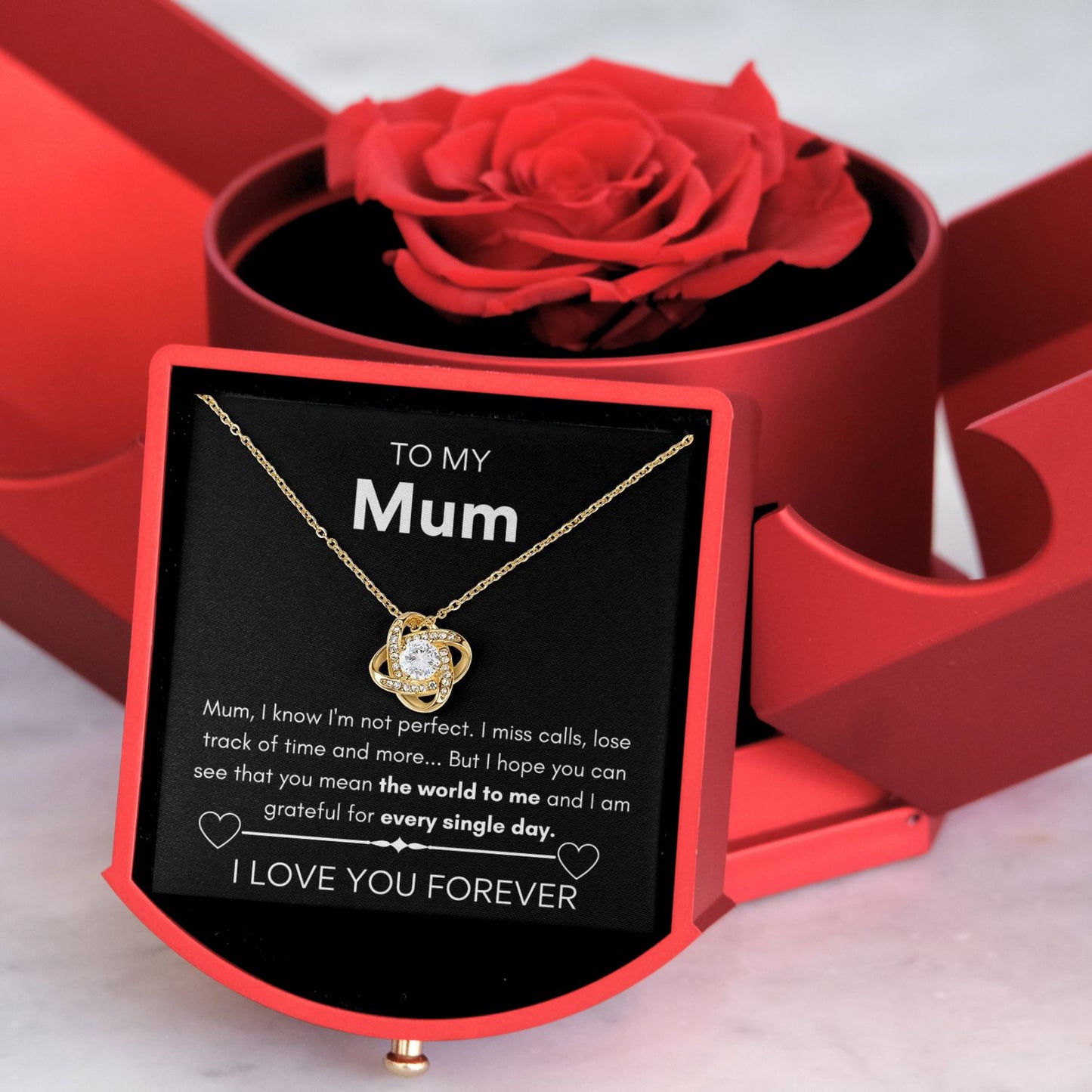 Eternal Rose Box - Loveknot necklace - Mother's day gift