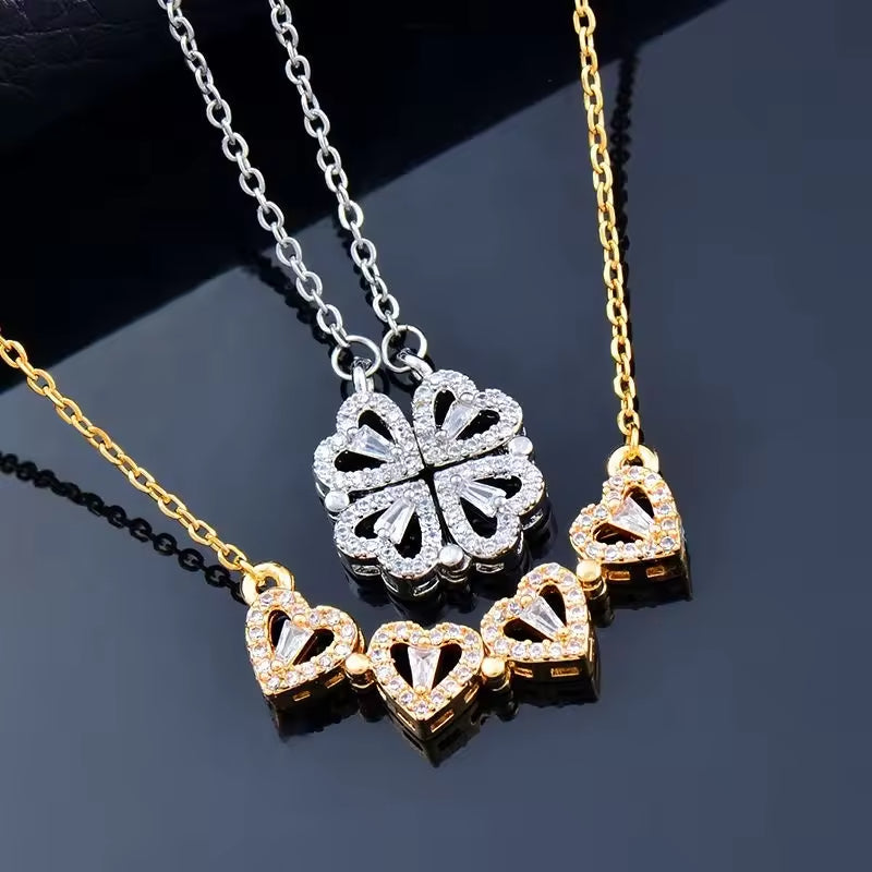 Daughter's 4-Leaf Clover "Lucky Charm" Necklace w/Forever Rose Gift Box