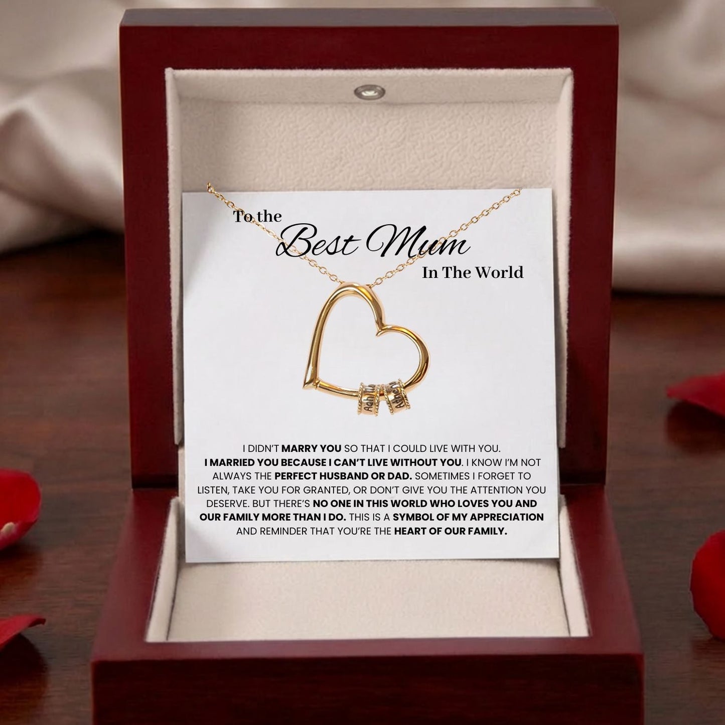 To the Best Mum - Love Engraved Pendant with LED Box