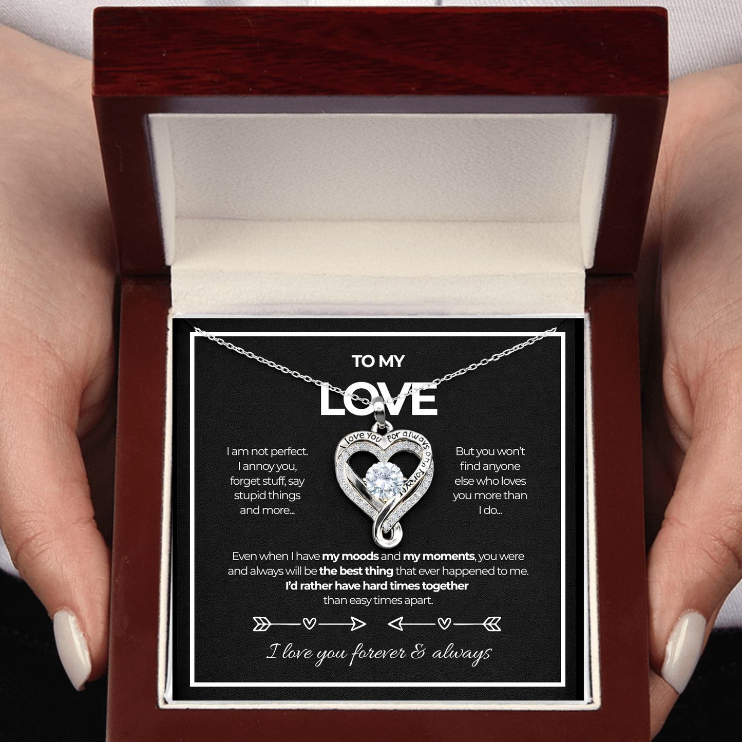 Heart necklace - To my love, I am not perfect