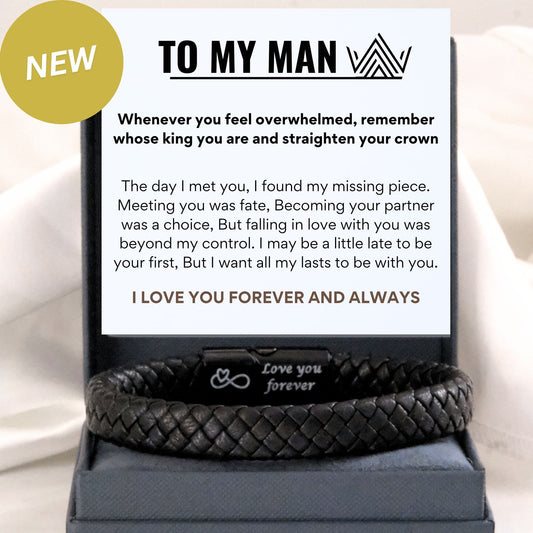 To my Man Black Braided Bracelet