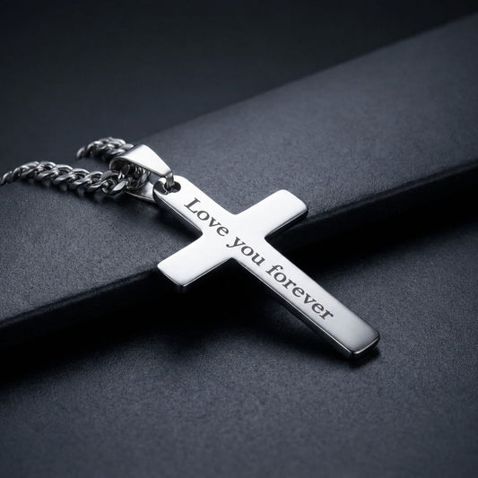 To My Love - Engraved Silver Cross Necklace