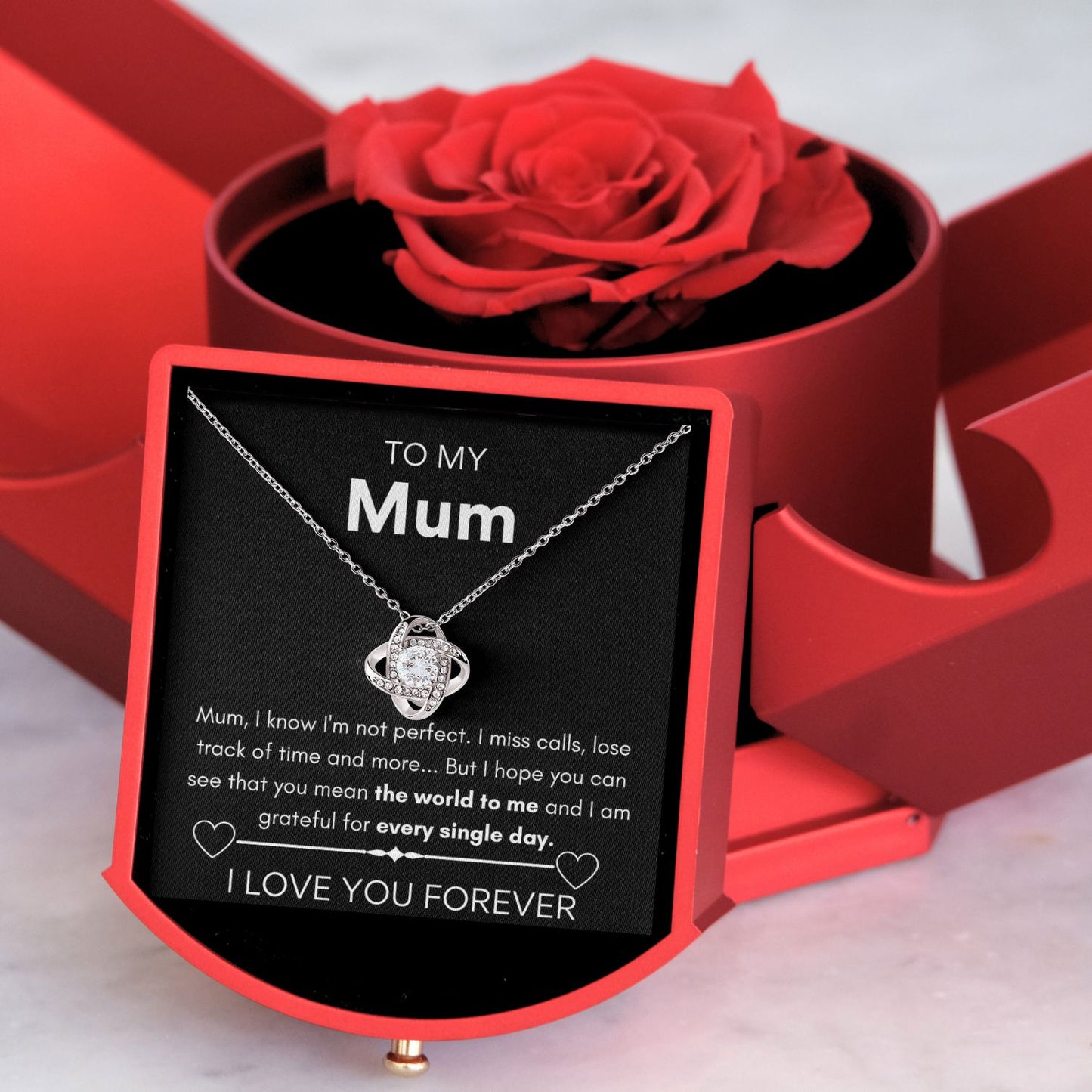 Eternal Rose Box - Loveknot necklace - Mother's day gift