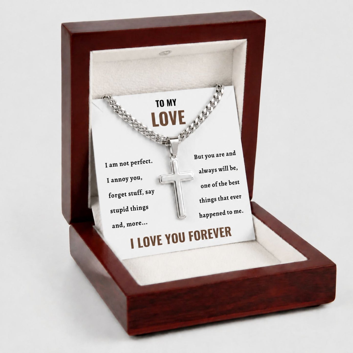 To My Love - Silver Cross Necklace
