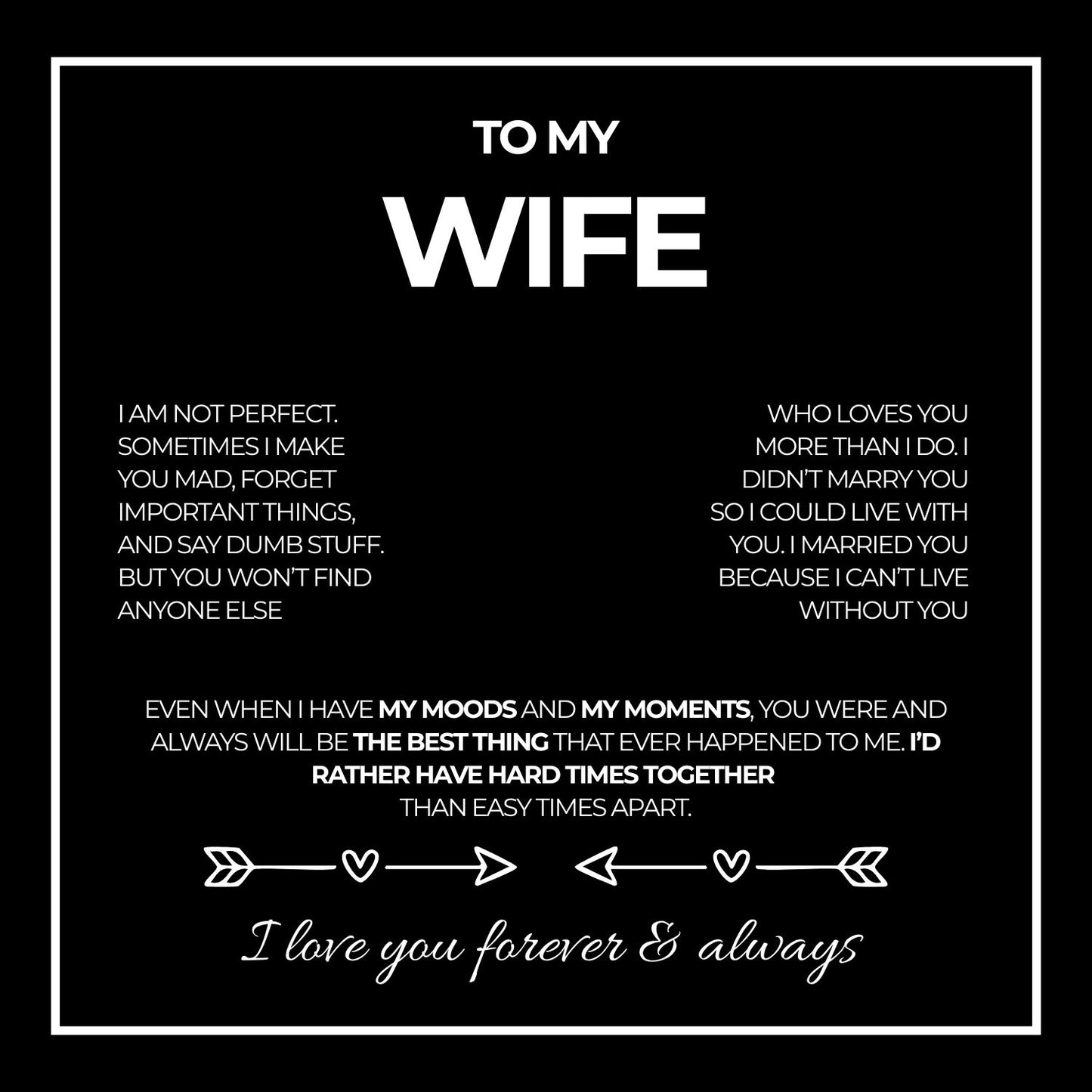 To my wife, I love you forever & always - V4