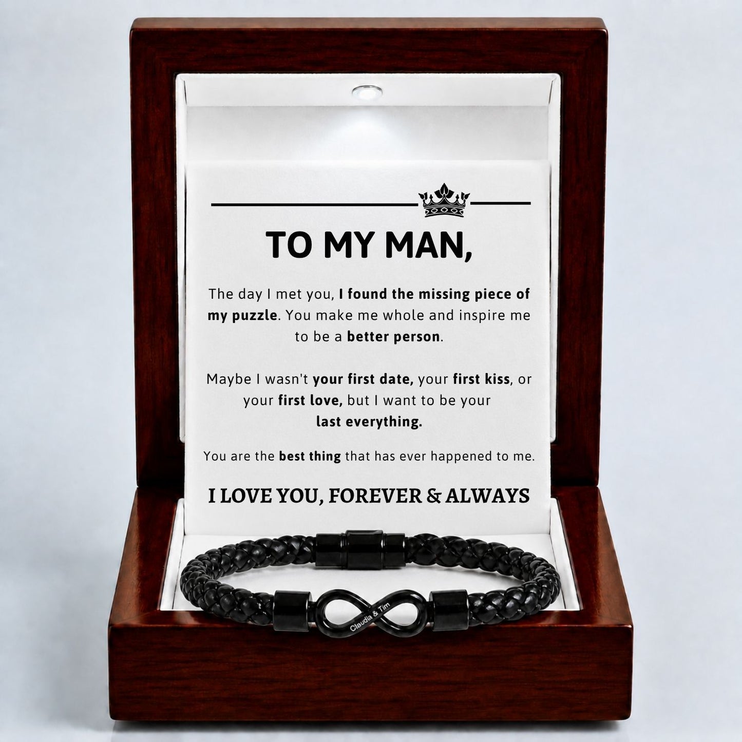 To my man - Dual Name Infinity Bracelet