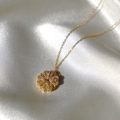Daughter's 4-Leaf Clover "Lucky Charm" Necklace w/Forever Rose Gift Box