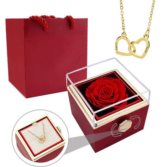 Eternal Rose Box - Personalized Necklace & Real Rose