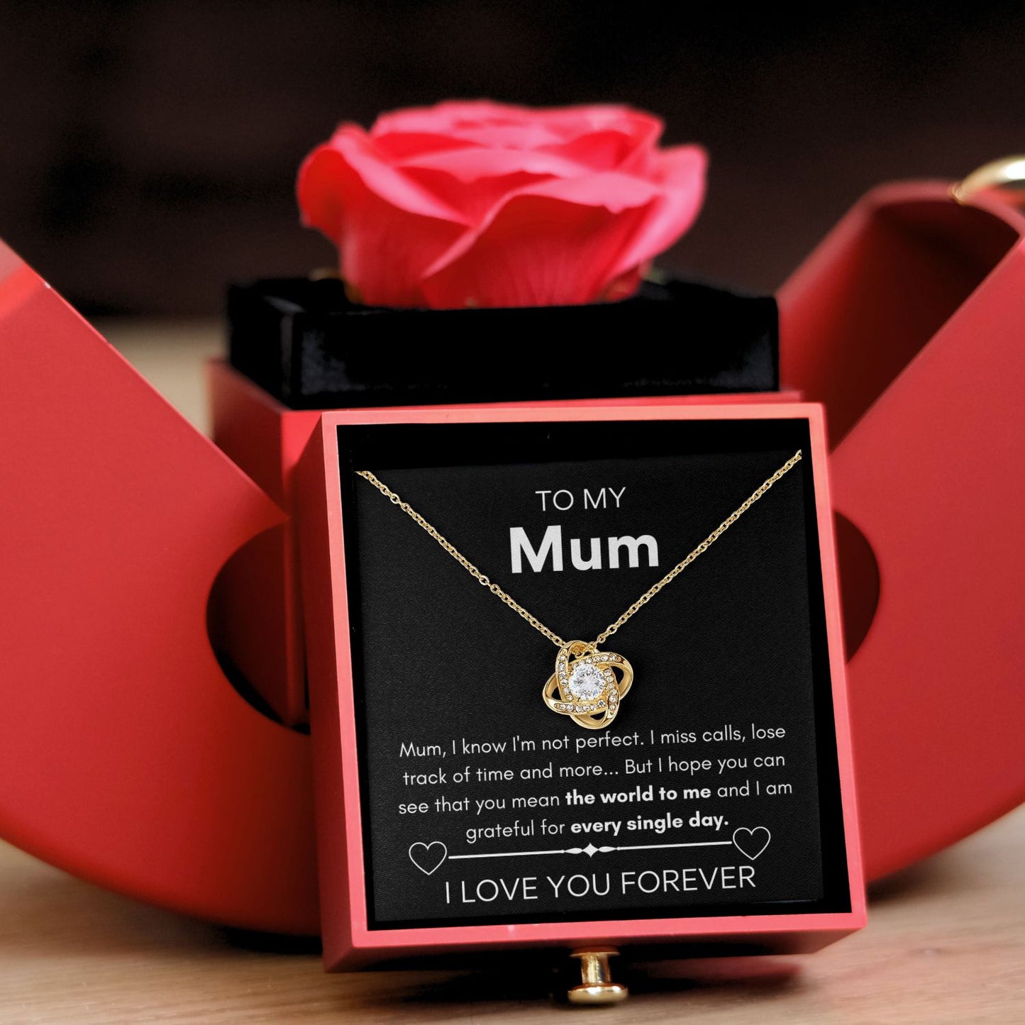 Forever Rose - Loveknot necklace - Mother's day gift