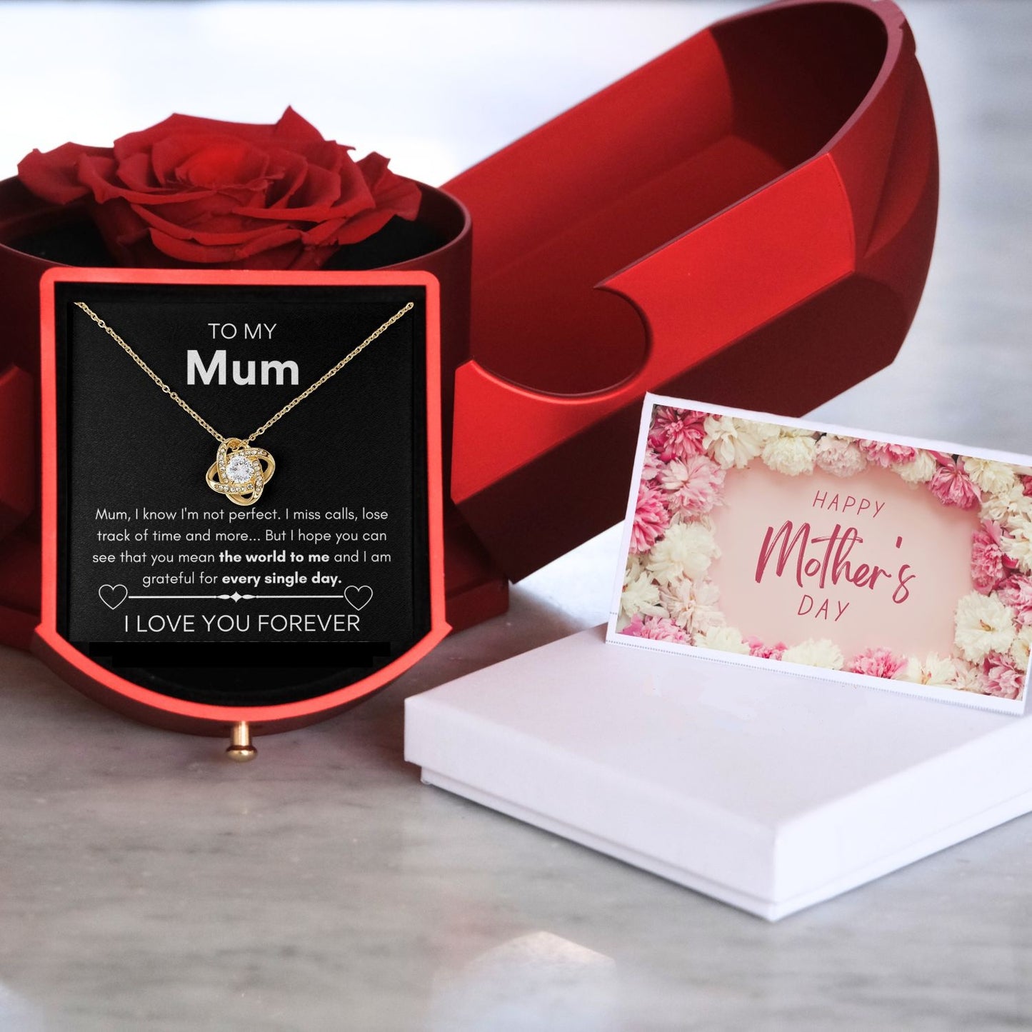 Eternal Rose Box - Loveknot necklace - Mother's day gift