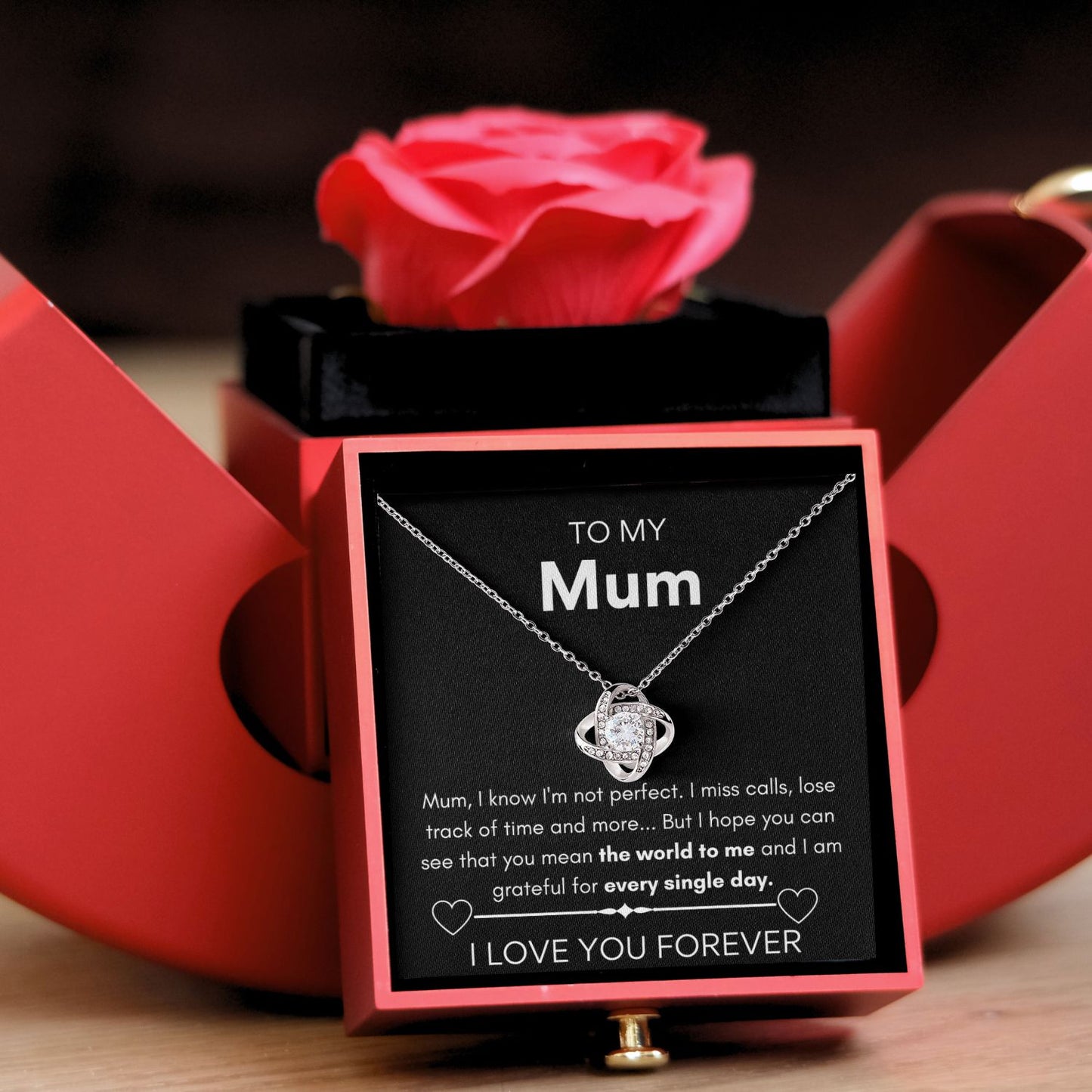 Forever Rose - Loveknot necklace - Mother's day gift