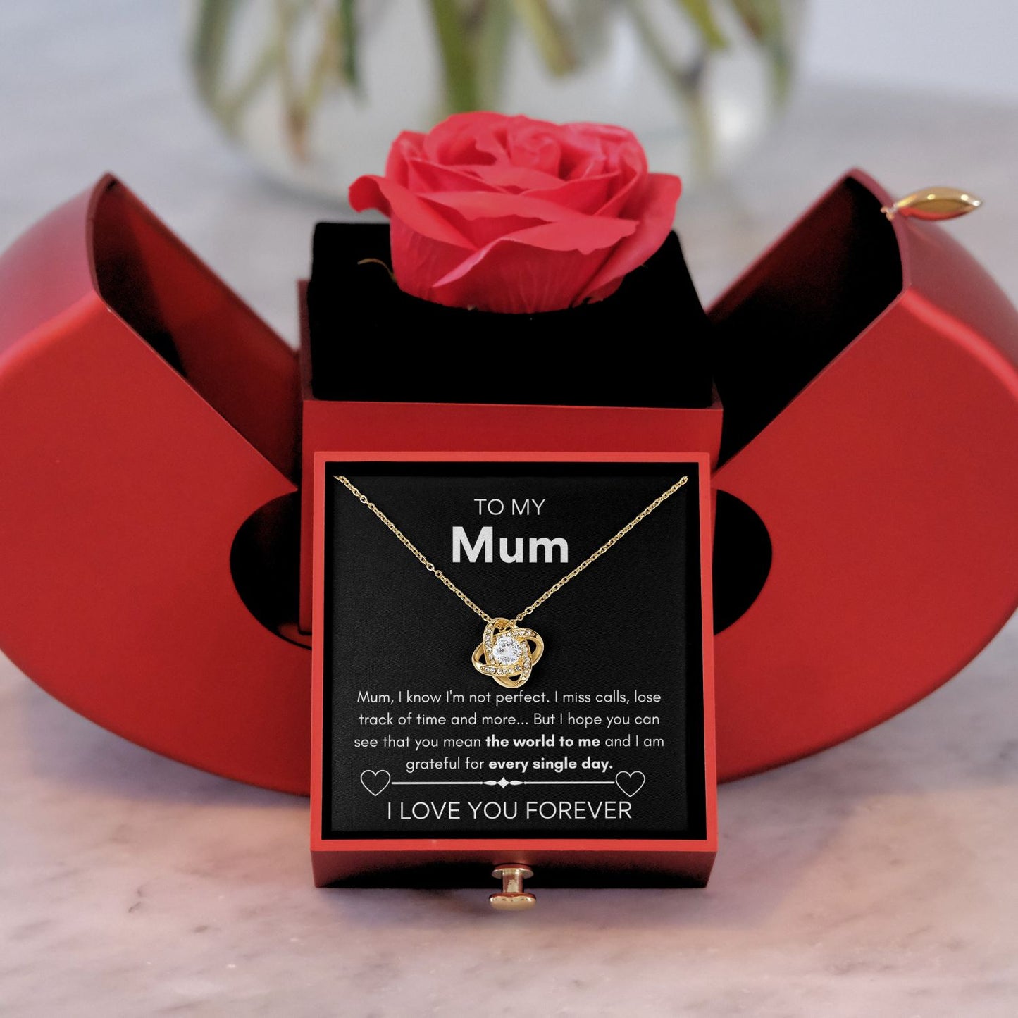 Forever Rose - Loveknot necklace - Mother's day gift