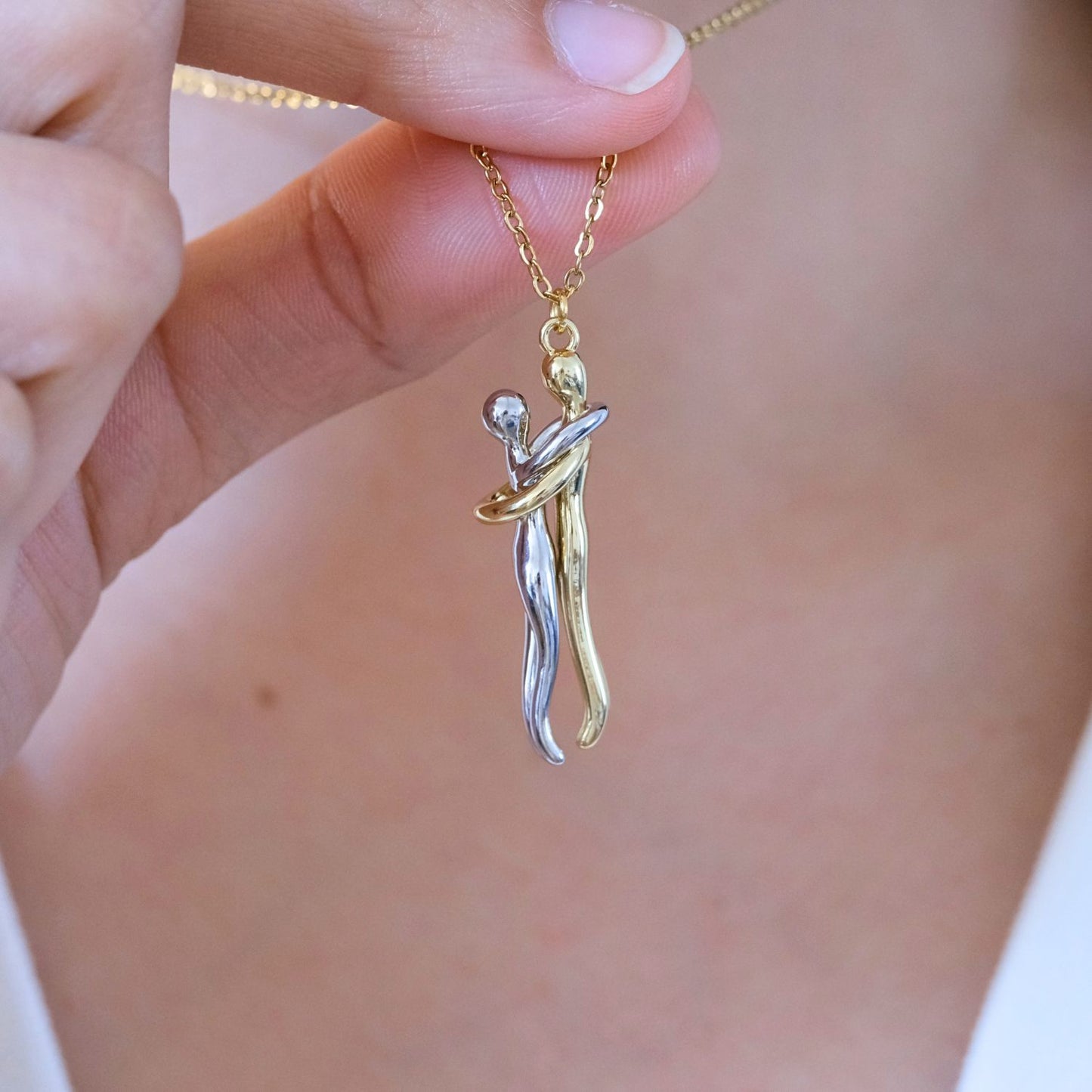 Personalized Gold Hug Necklace