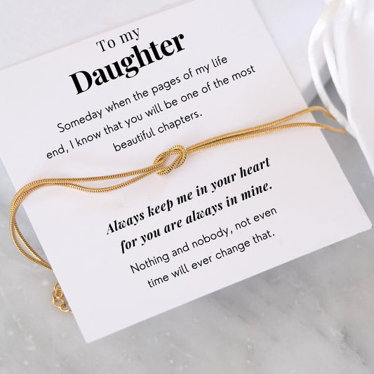 To my Daughter - Always in my heart - Love Knot Bracelet