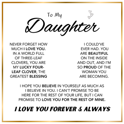 Daughter's 4-Leaf Clover "Lucky Charm" Necklace w/Forever Rose Gift Box