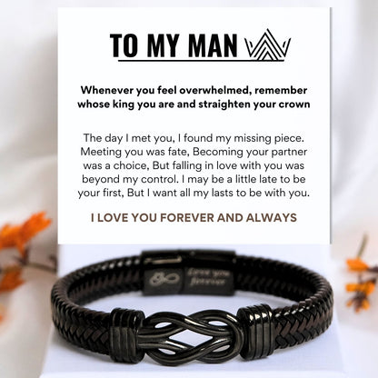 To my Man Black Infinity Bracelet