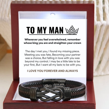 To my Man Black Infinity Bracelet