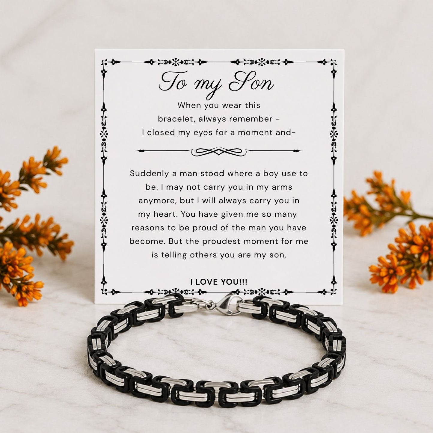 To my Son -  Black Chain Bracelet