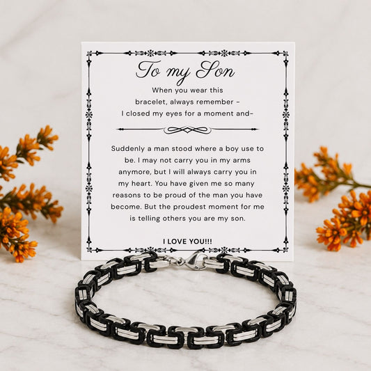 To my Son -  Black Chain Bracelet