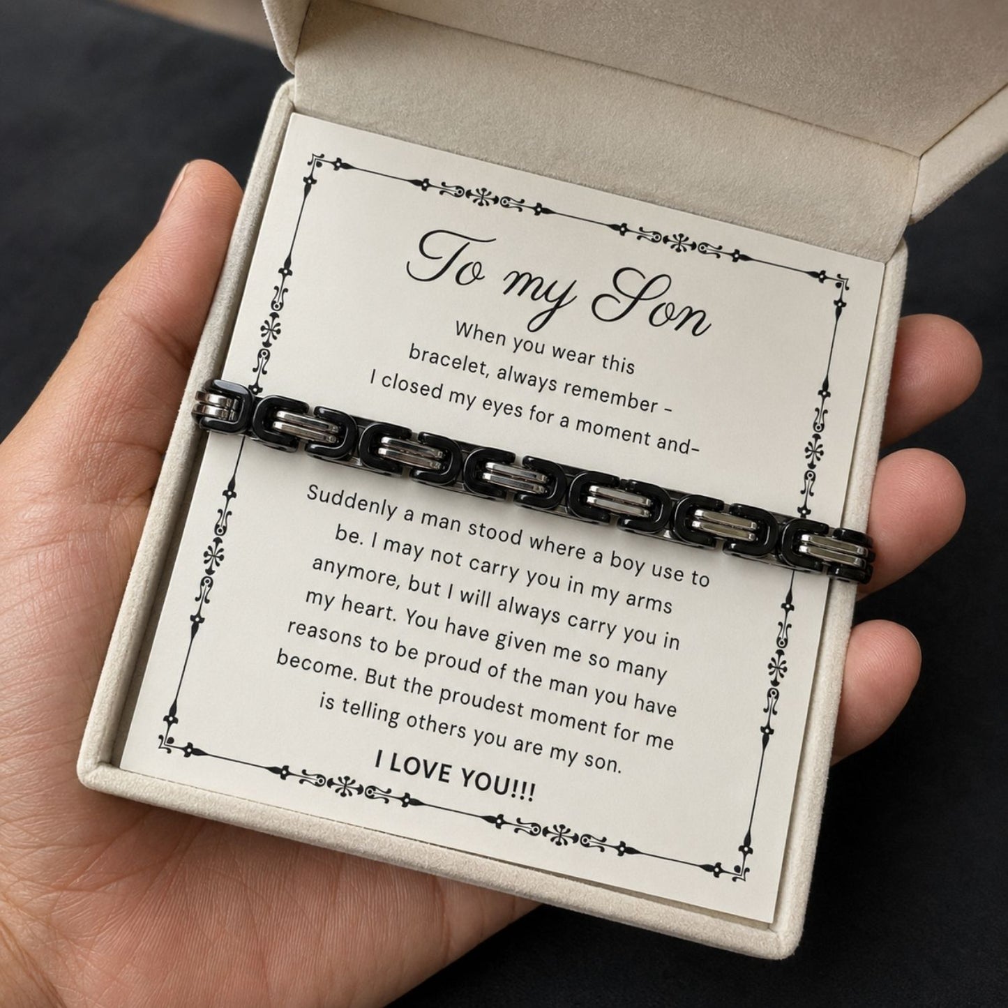 To my Son -  Black Chain Bracelet