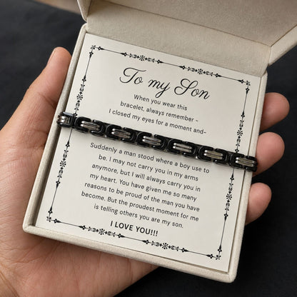To my Son -  Black Chain Bracelet