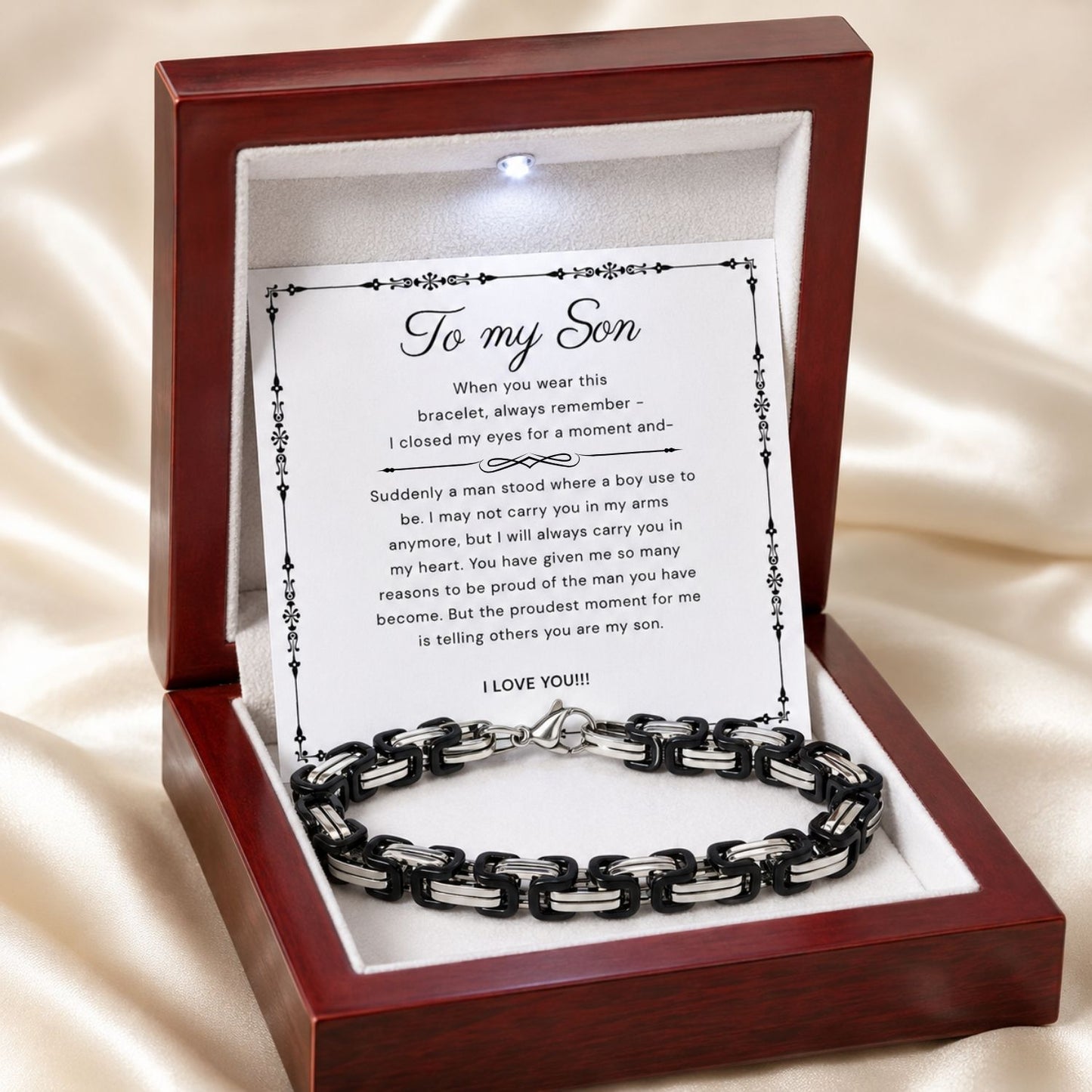 To my Son -  Black Chain Bracelet