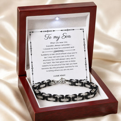 To my Son -  Black Chain Bracelet