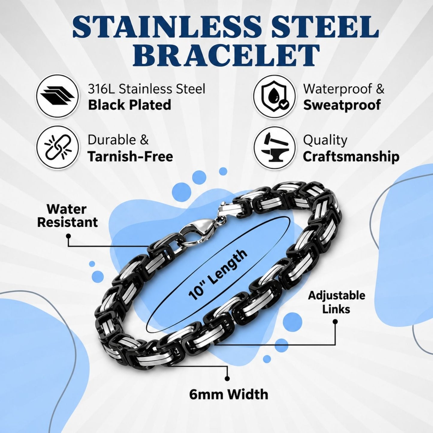 To my Son -  Black Chain Bracelet