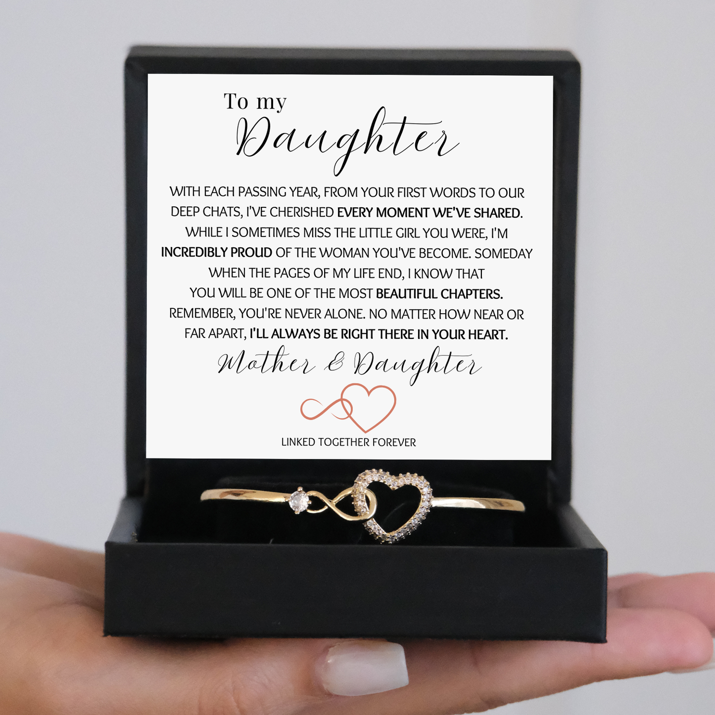 Mother and Daughter- Linked together forever - Infinity Heart Bracelet