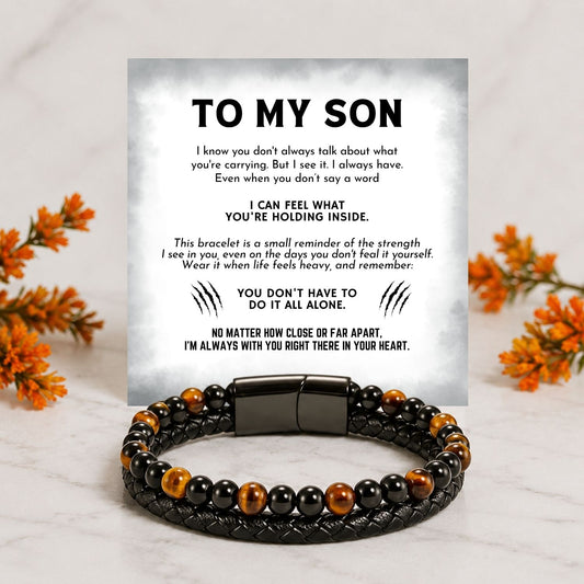 To my Son -  Tiger Eye Bracelet - I'm always with you