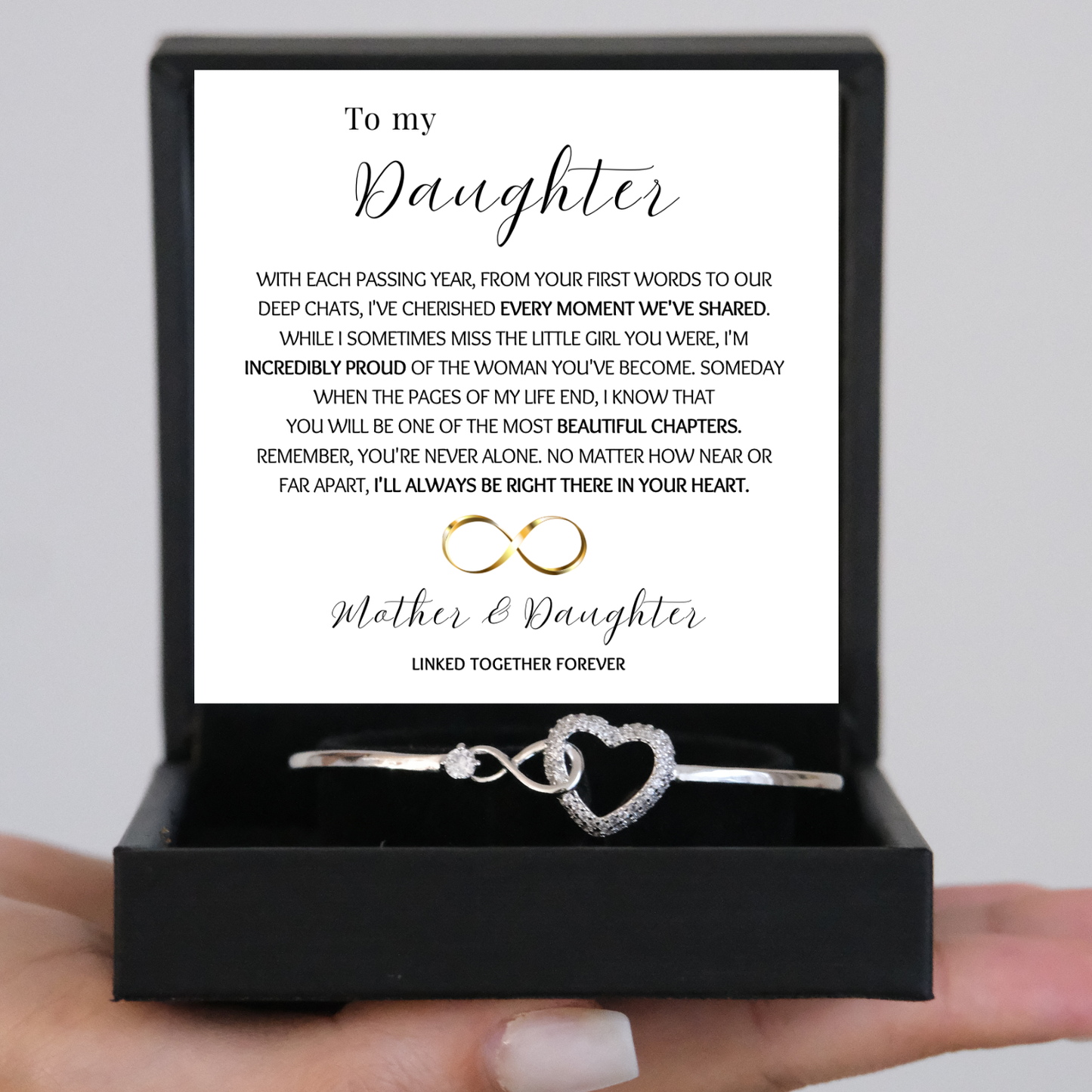 Mother and Daughter- Linked together forever - Infinity Heart Bracelet