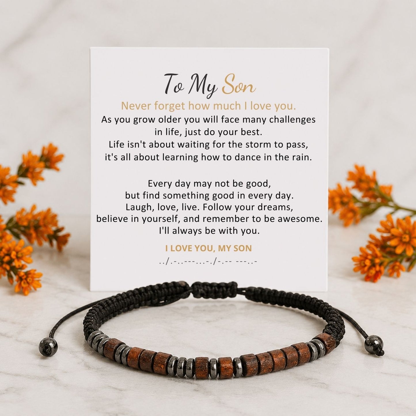 To My Son - Morse Code Bracelet