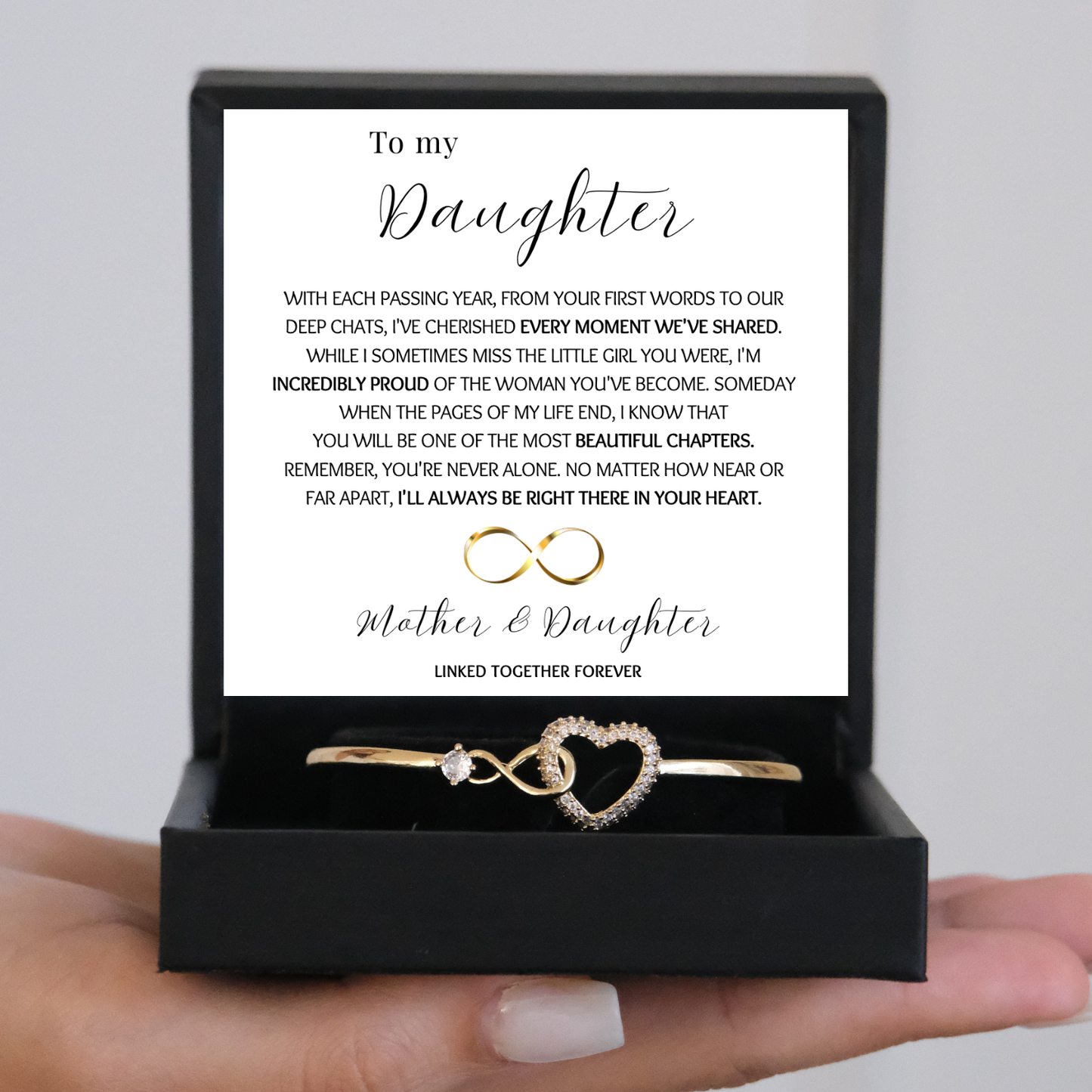 Mother and Daughter- Linked together forever - Infinity Heart Bracelet